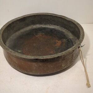 Vintage Large Copper Mixing Bowl Rolled Edge Bird Bath Cooking Decor 11"